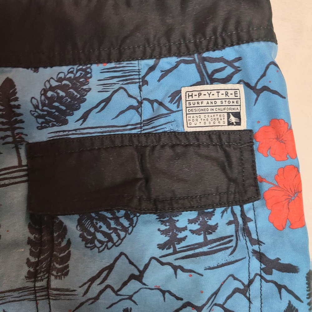 Hippy Tree Men's Shorts Size 30 Beach Drawstring Pocket Stretch Nature Print - Picture 6 of 14